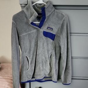 Patagonia Gray Jacket with Blue Trim